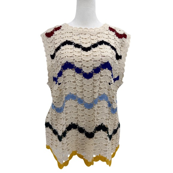 Chelsea & Violet Tops - NWT Chelsea & Violet Electra Chevron Crochet Sleeveless Top Large Ivory Boho